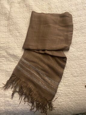 Brown Fringe Lightweight Scarf